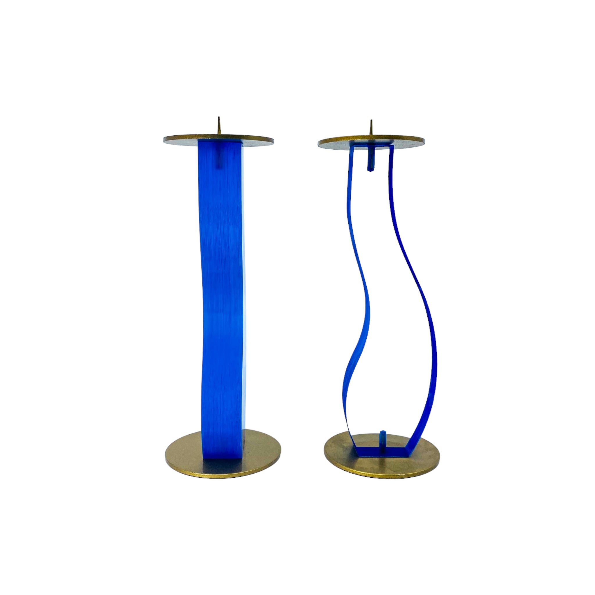 Sculptural Lucite Resin Candle Holders, Pair