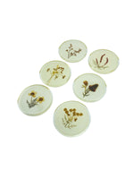 Vintage Pressed Flowers Coaster Set, S/6