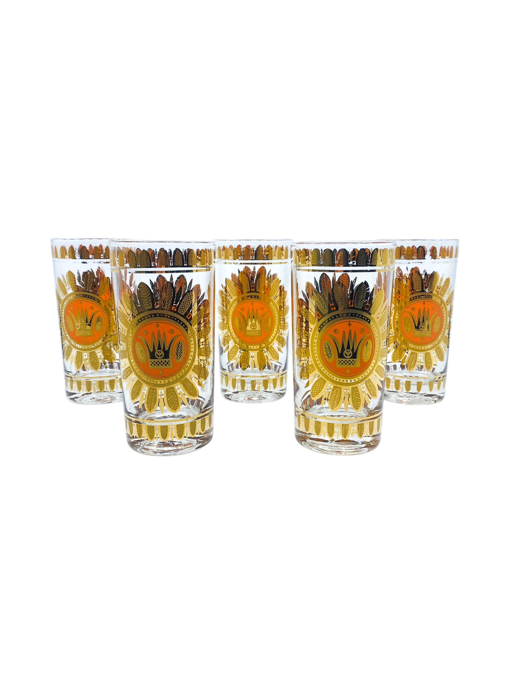 Vintage MCM Georges Briard Regalia Highball Glasses, Set of 5