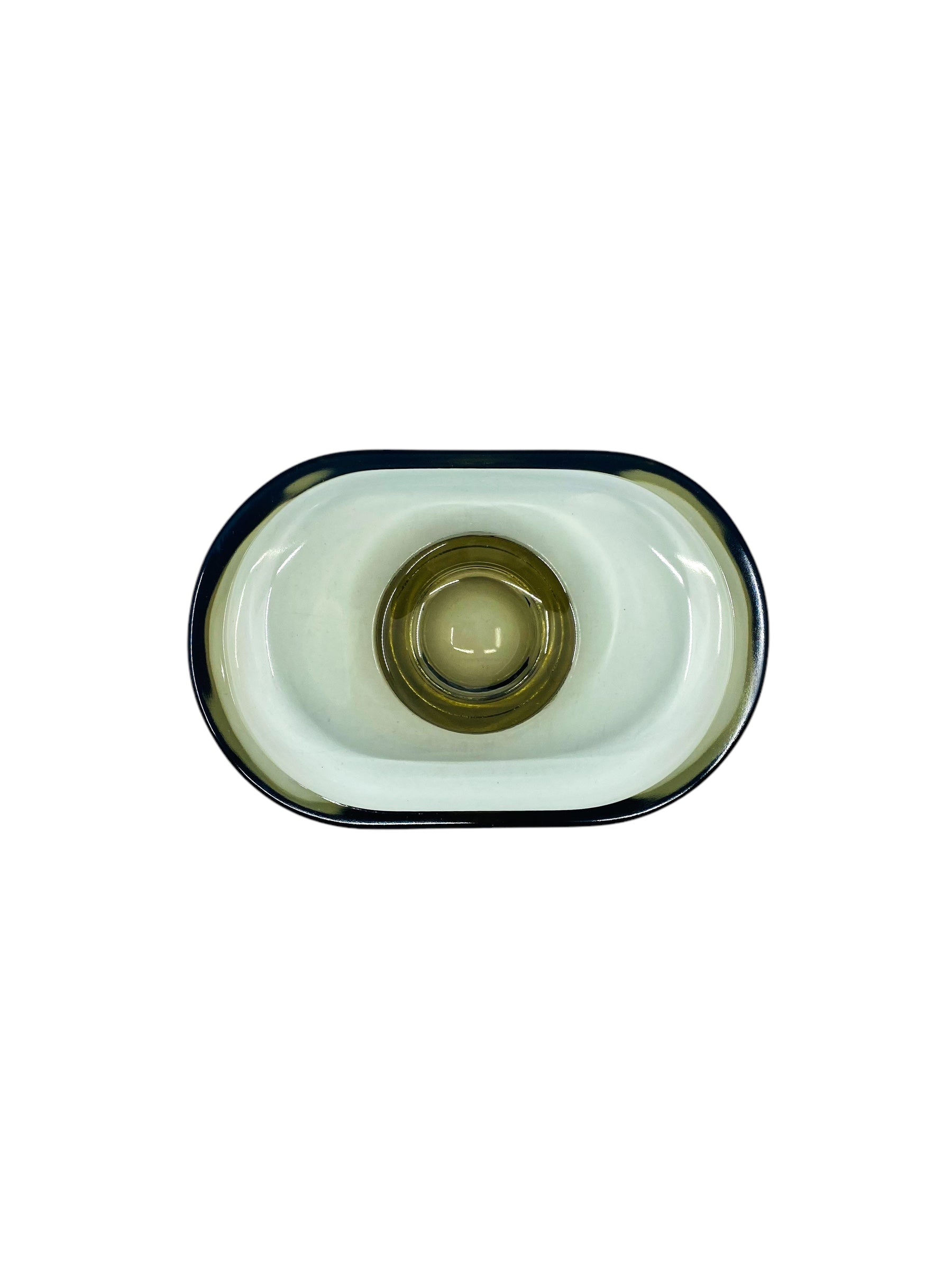 Vintage Inda Smoked Glass Soap Dish, Made in Italy