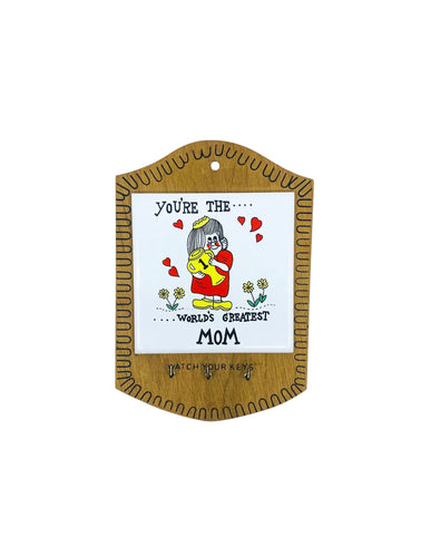 Vintage “World’s Greatest Mom” Key Ring Wall Hanging