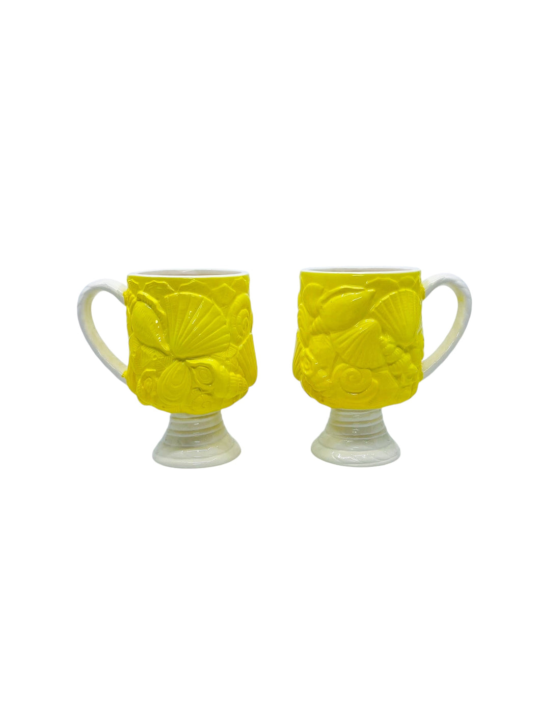 Vintage Seashell Pedestal Mugs by MANN, Pair