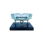 Vintage Leather, Metal & Glass Pedestal Ashtray, Made in Italy