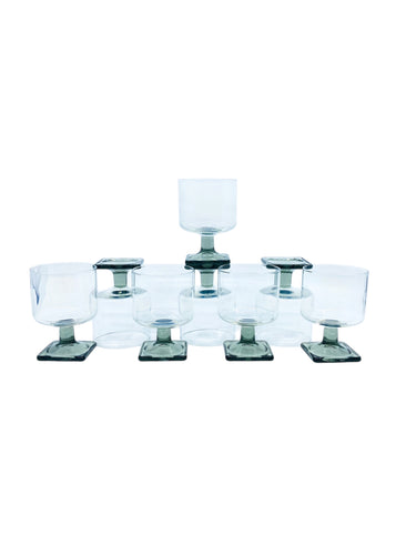 Vintage Federal Glass Nordic Midnight Wine Glasses, Set of 8