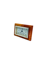 Orange Croc Embossed Leather Frame Desk Clock, Italy