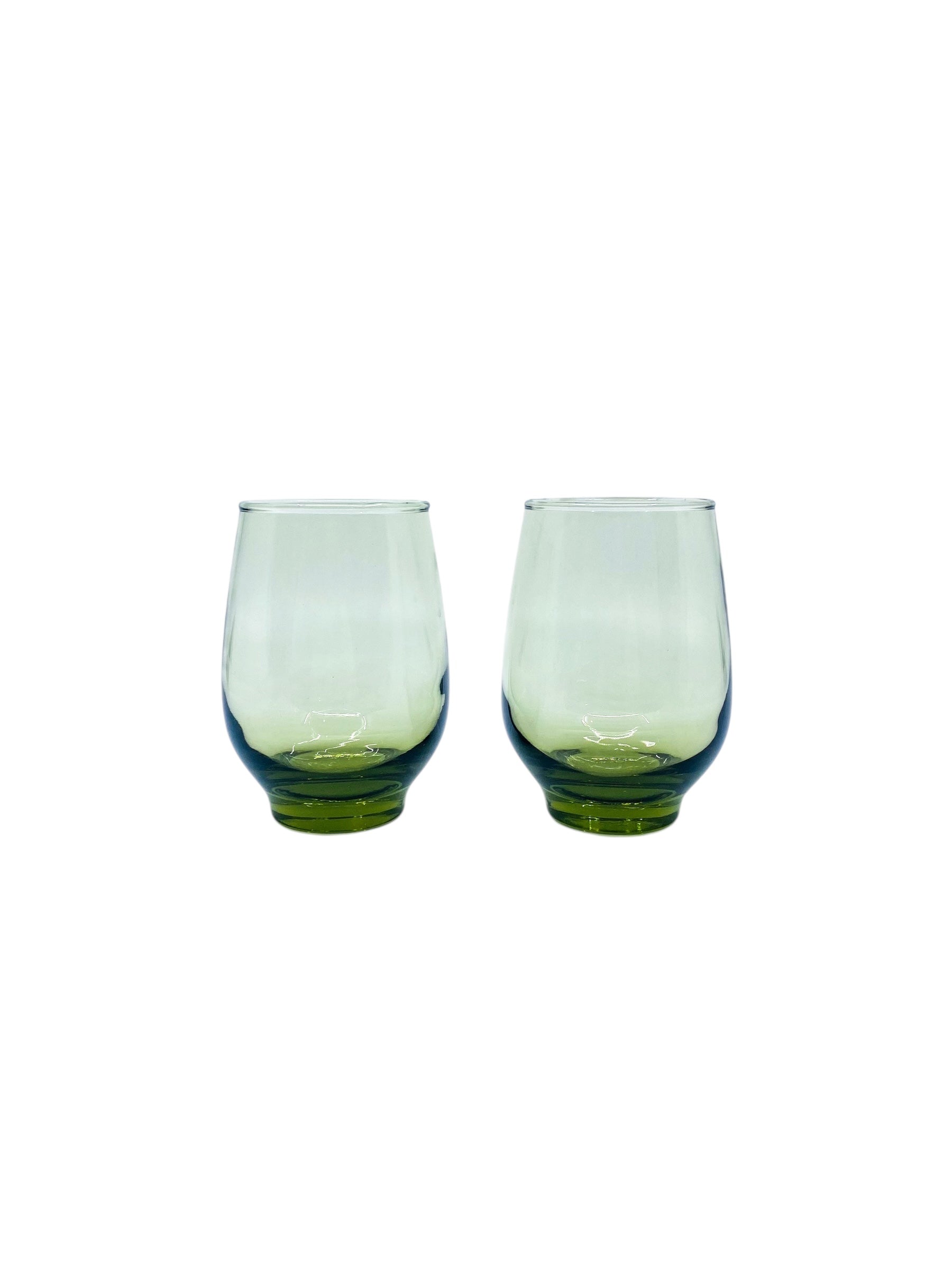 Vintage Libbey Avocado Green Temp Glasses, Pair