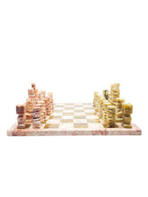 Vintage Hand Carved Aztec Marble Stone Chess Board