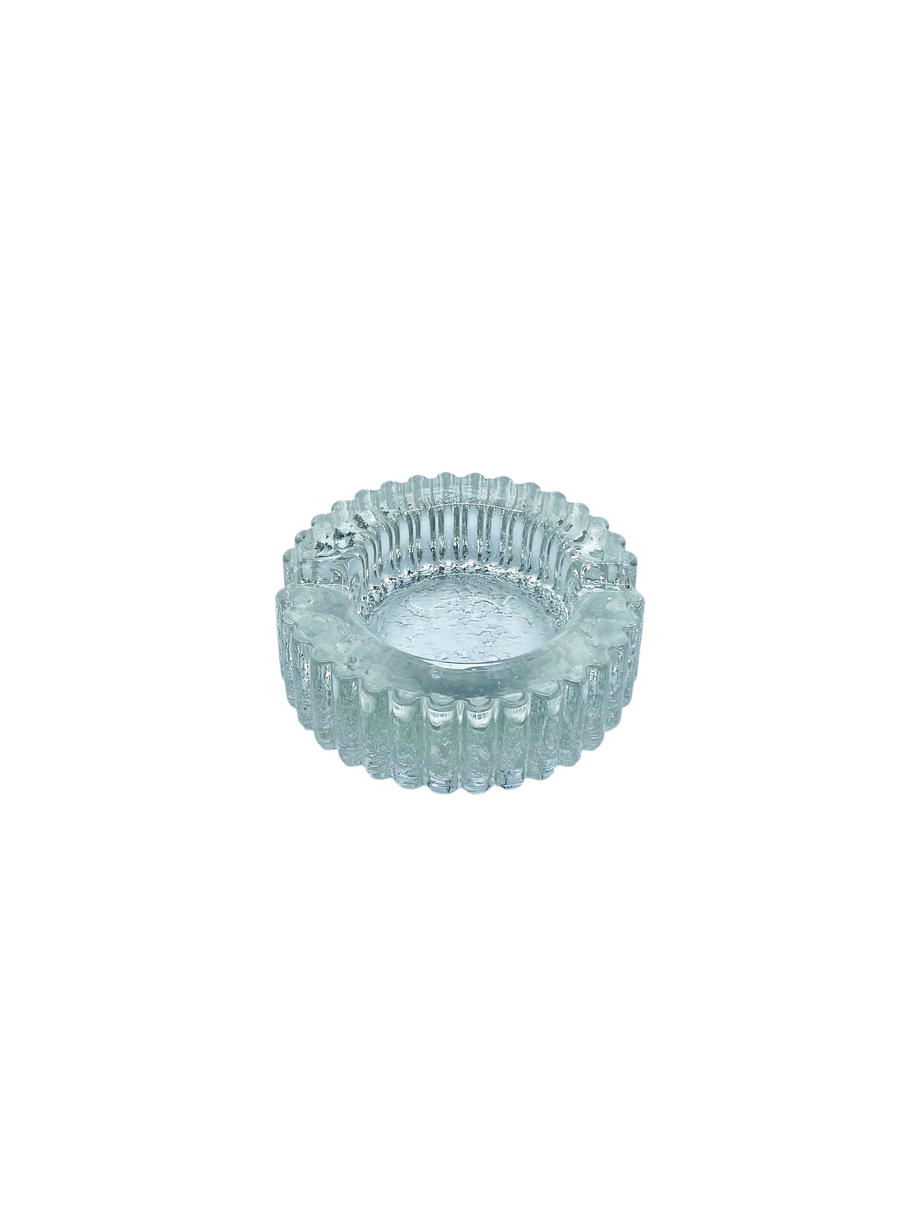 Vintage Scandinavian Art Glass Crystal Ashtray
