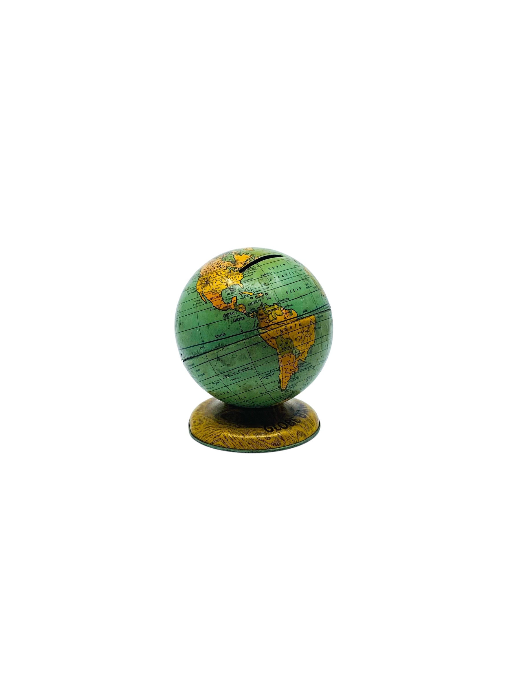 Vintage 1940’s Tin Globe Savings Bank