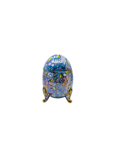 Vintage Cloisonné Style Ceramic Footed Egg