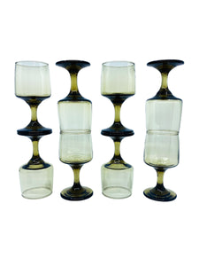 Vintage Libbey Tawny Accent Brown Smoke Wine Goblets, Set of 8