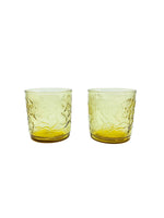 Set of Anchor Hocking Amber Daisy Glasses: 2 Highball, 2 Lowlball