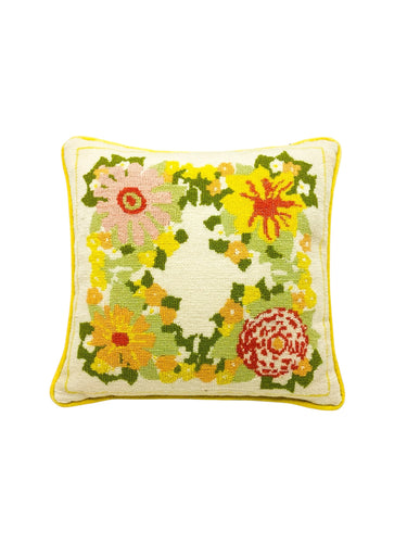 Vintage Floral Needlepoint Pillow