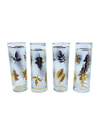 Vintage Libbey “Golden Foliage” Frosted 22kt Gold Glasses, Set of 4