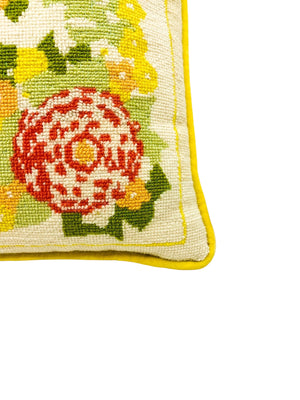 Vintage Floral Needlepoint Pillow