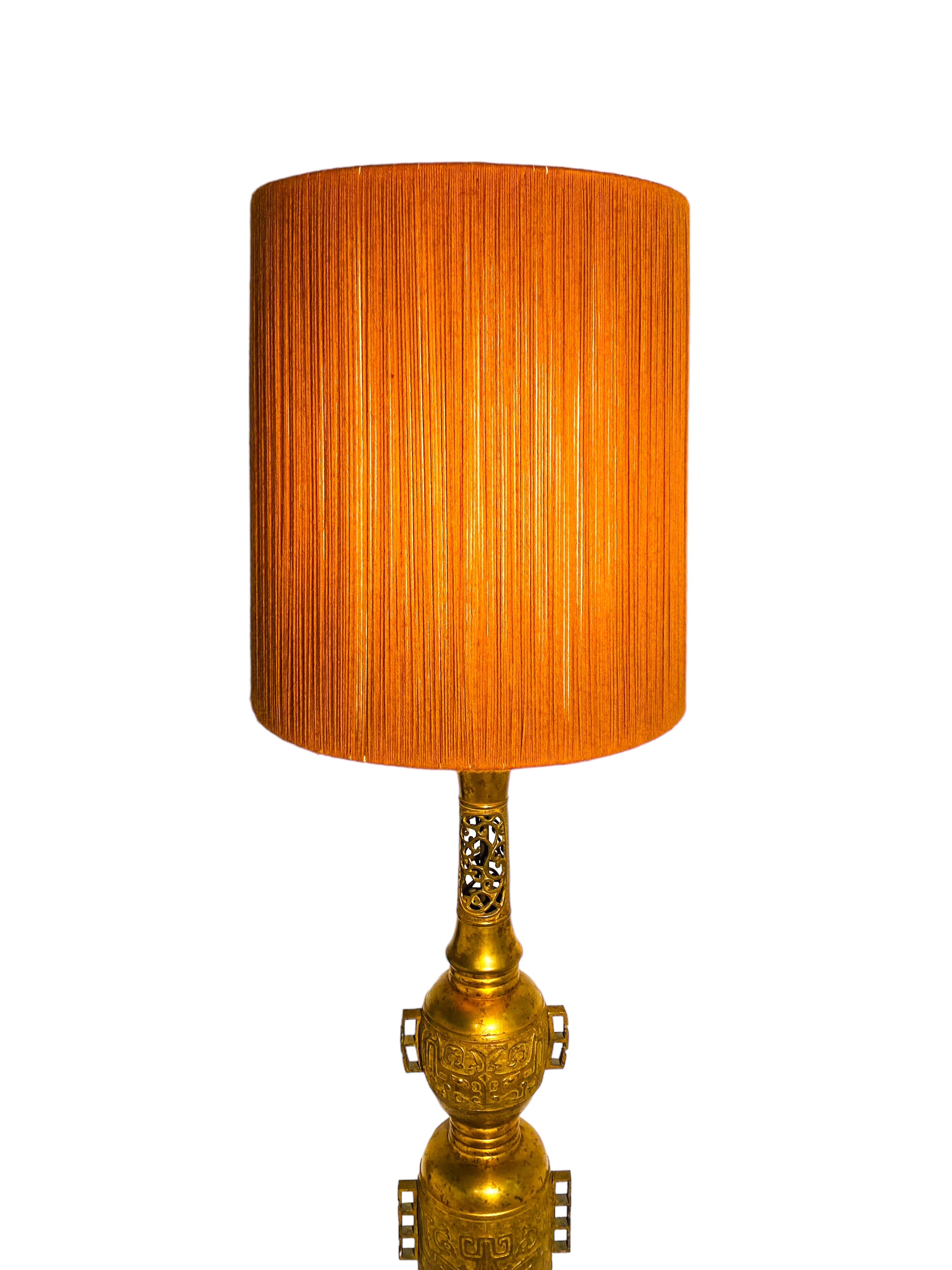 1950s Hollywood Regency James Mont Attributed Asian Brass Table Lamp, Local Pick Up Only**