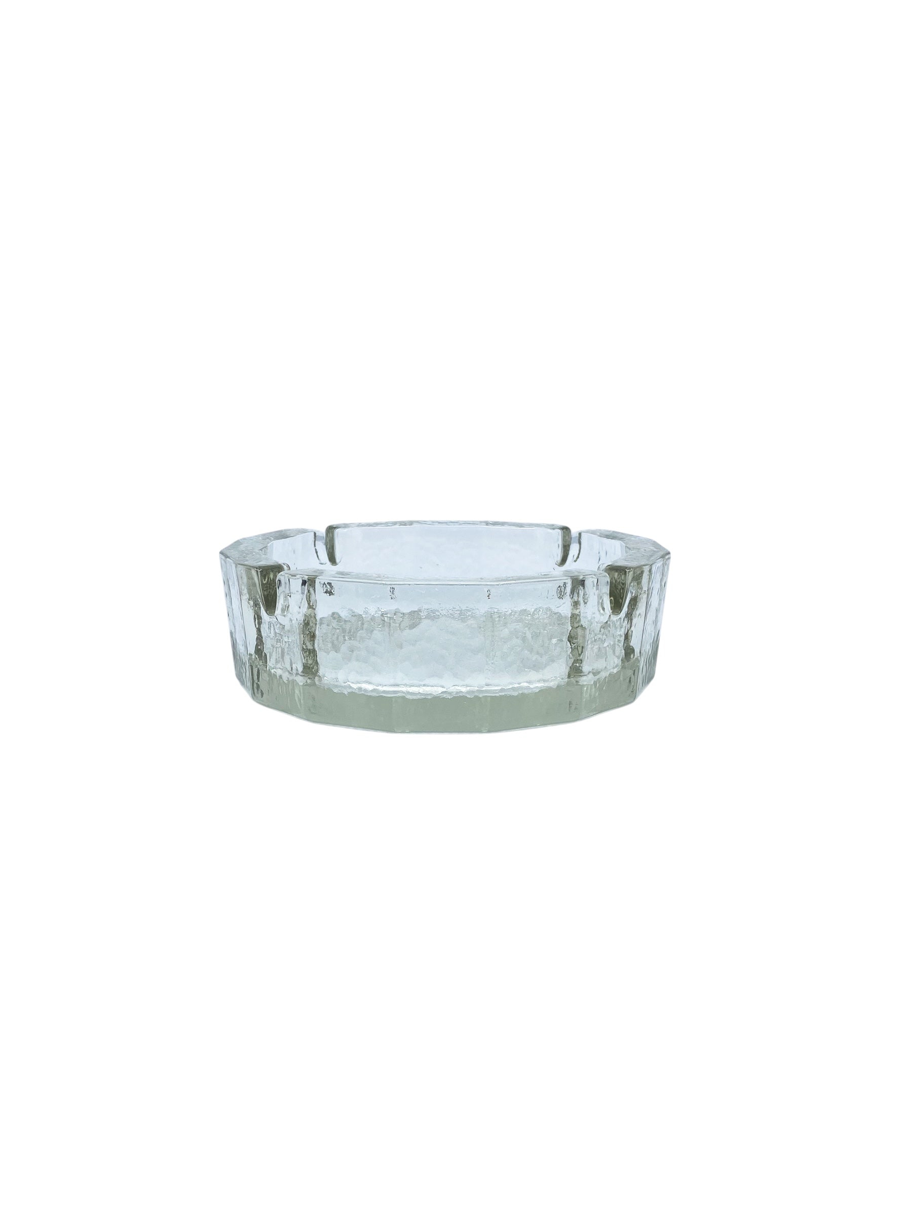 Vintage Blenko Bamboo Shaped Glass Ashtray, Large
