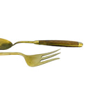 Vintage MCM Brass and Wood Handle Serving Set