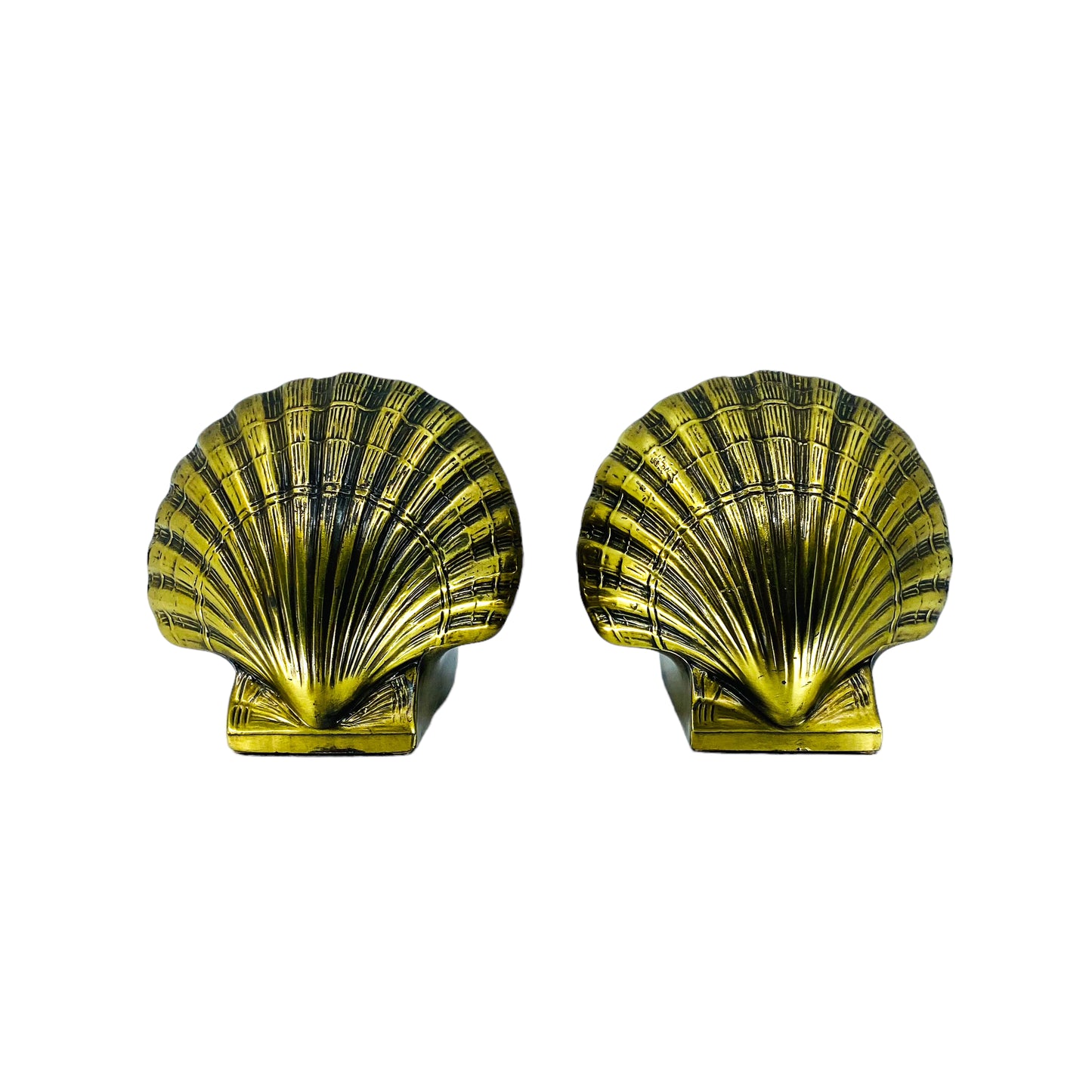 Vintage Solid Brass Shell Bookends