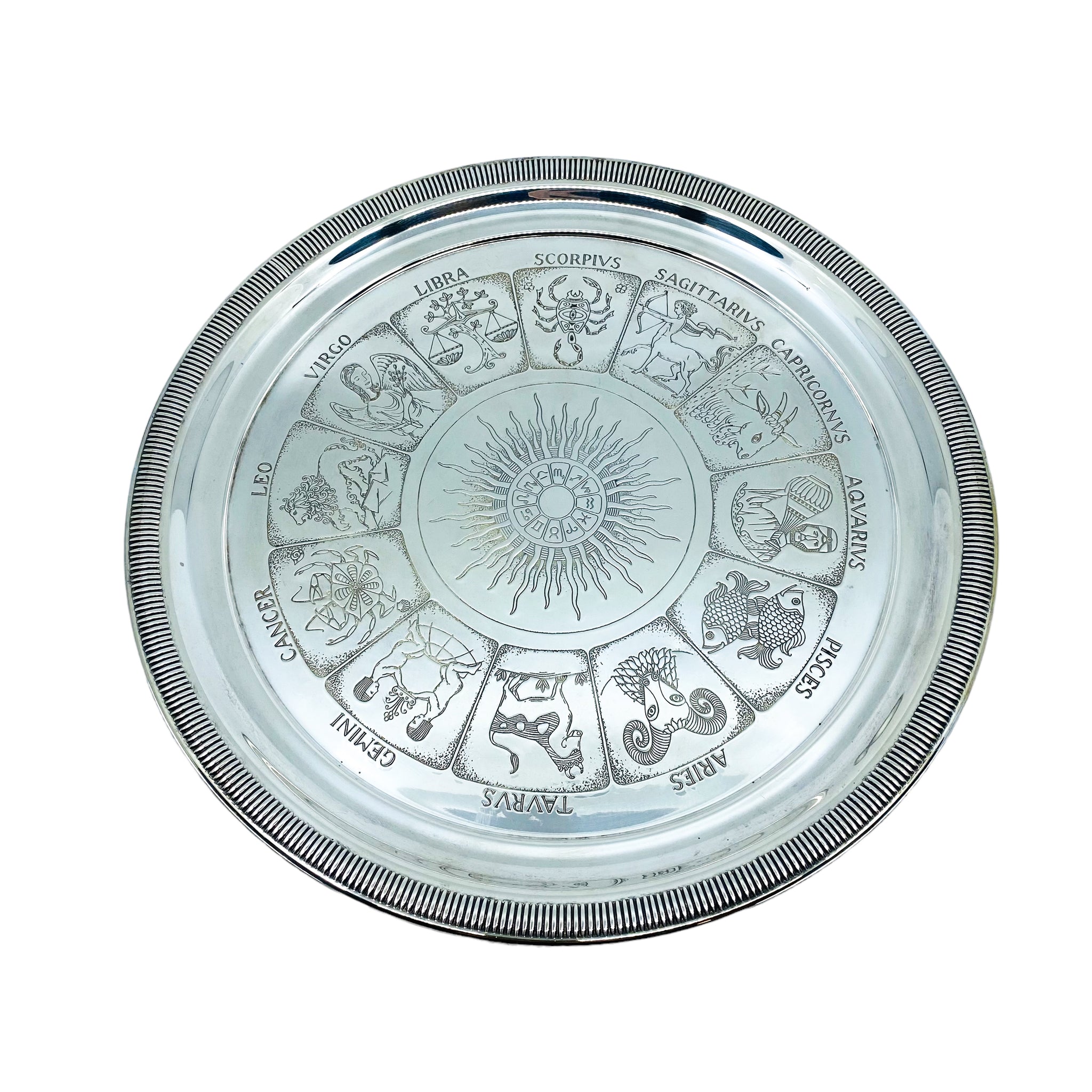 Vintage Astrological Signs Zodiac Serving Plate Platter Tray By Kent Silversmith