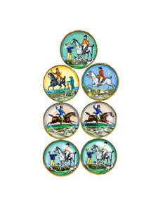 Vintage Fox Hunter & Hounds Porcelain Miniature Plates Germany, Set of 7
