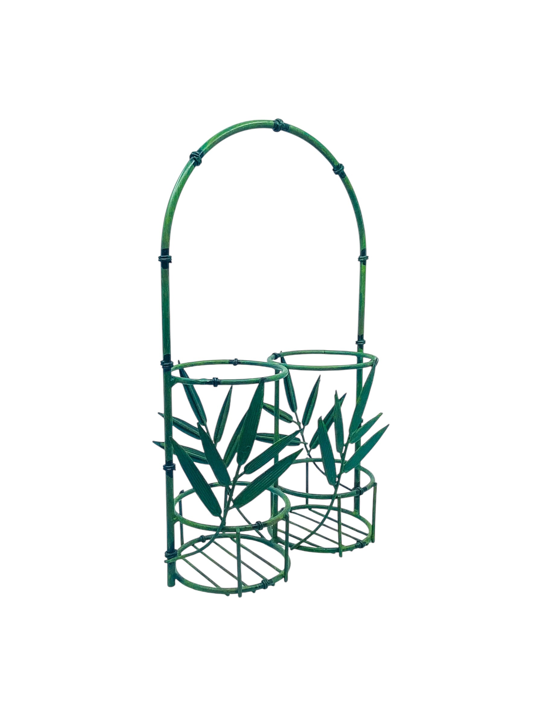 Vintage 1980’s Verdigris Metal Bamboo Bottle Holder
