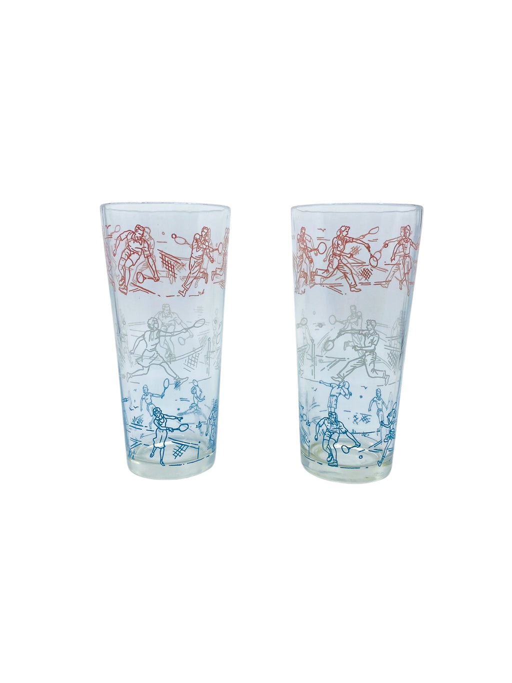 Vintage Hazel Atlas Glass Tennis Tumblers, Pair