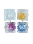 Vintage Glassware by Federal “Color Queen” Diamond Cut Sawtooth Edge Multicolor Dishes, Set of 4 (2 Available)