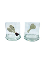 RARE Vintage Tennis Lowball Glasses with Ceramic Rackets, Set of 6