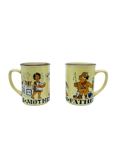 Vintage 1960’s Mother & Father Mugs, Japan