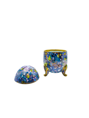 Vintage Cloisonné Style Ceramic Footed Egg