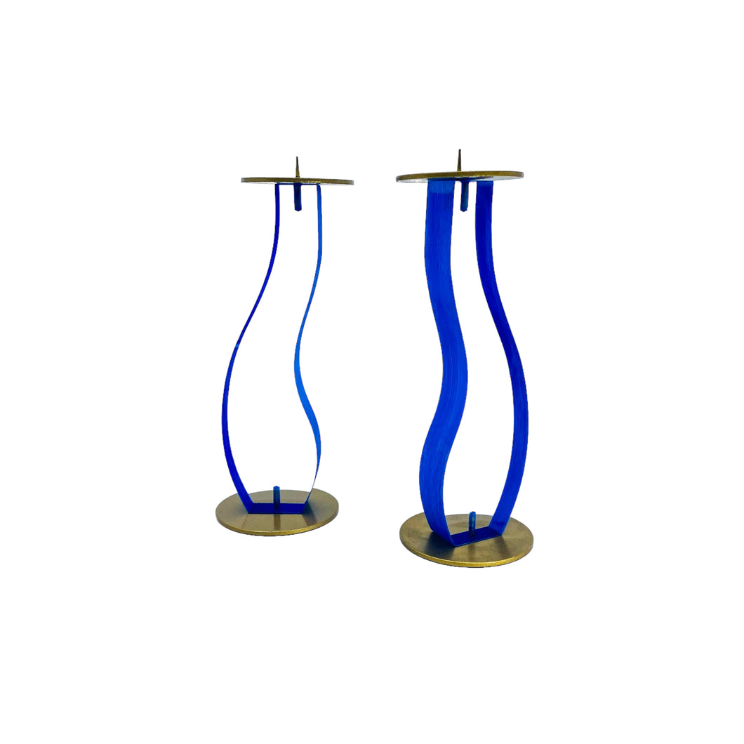 Sculptural Lucite Resin Candle Holders, Pair
