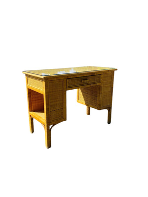 Rattan Wrapped Floating Writers Desk, **Pick Up Only