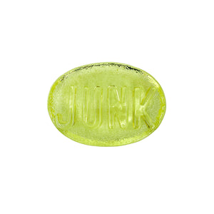 Vintage Yellow “JUNK” Glass Paperweight