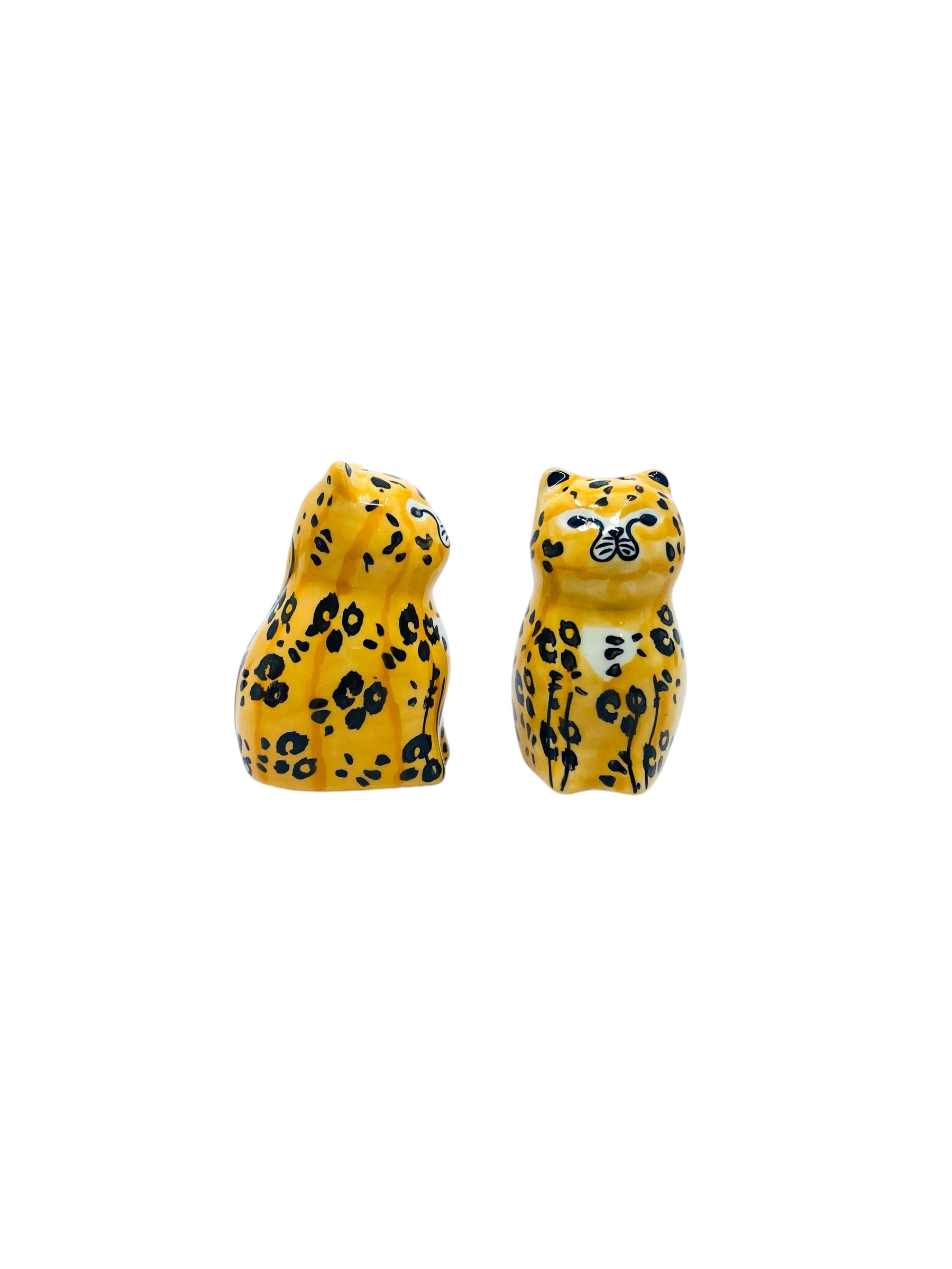Vintage Pier One Chunky Cheetahs Salt & Pepper Shakers