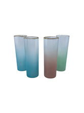 Vintage Federal Glass Multicolor Ombre Tallboys, Set of 4