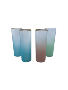 Vintage Federal Glass Multicolor Ombre Tallboys, Set of 4