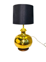 Large Chinoiserie Etched Brass Lamp