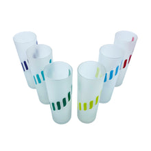 Vintage Libbey Candy Stripe Frosted Highball Glasses