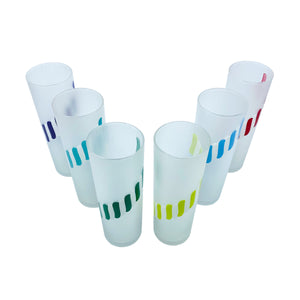 Vintage Libbey Candy Stripe Frosted Highball Glasses