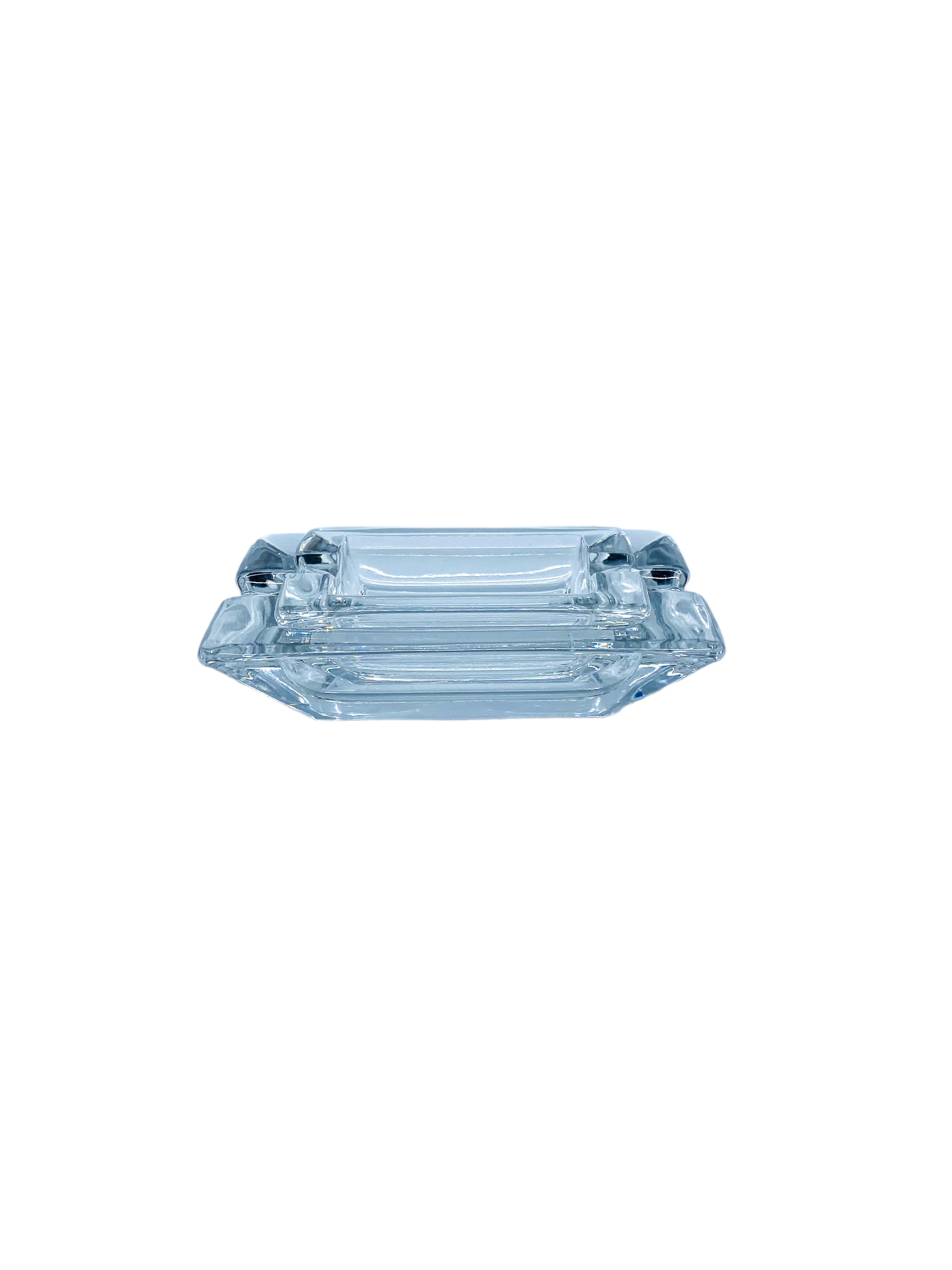 Vintage Clear Crystal Stacking Glass Ashtray Set