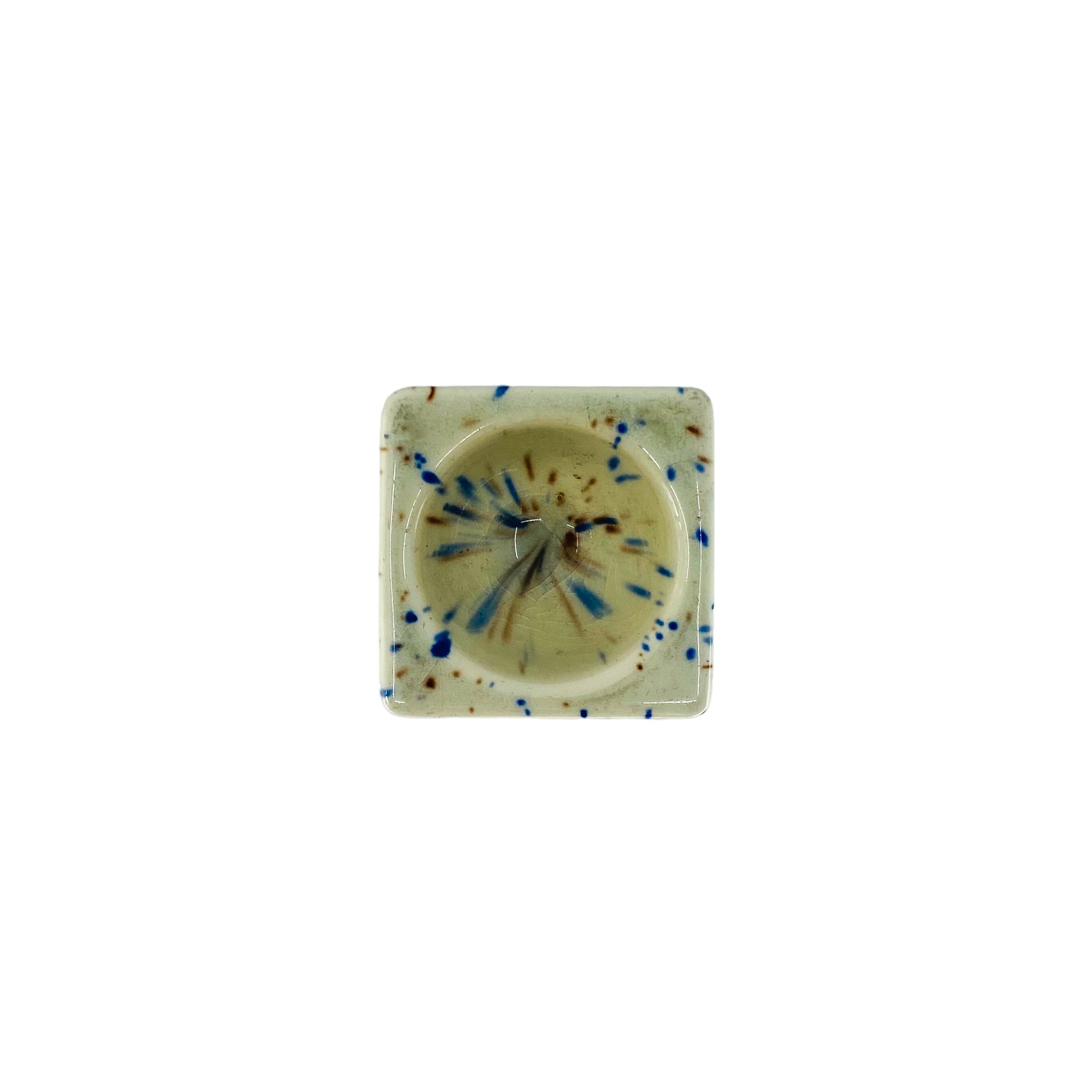 Vintage Speckled Ceramic Square Ring Drop, Germany