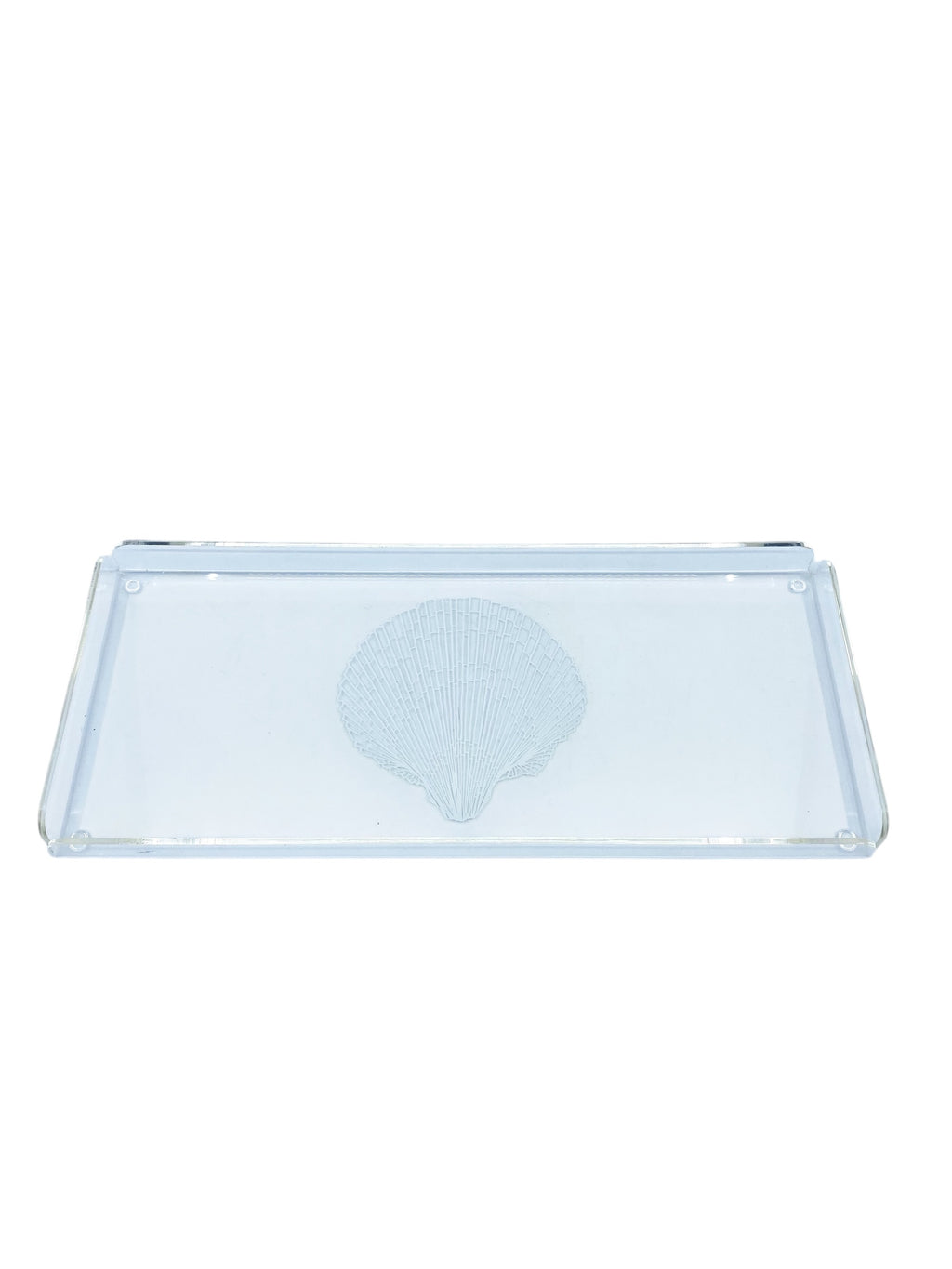 Vintage Clear Lucite Serving Tray with Scalloped Shell Design