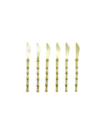 Vintage 22kt Gold Plated Bamboo Handle Party Knives, Set of 6