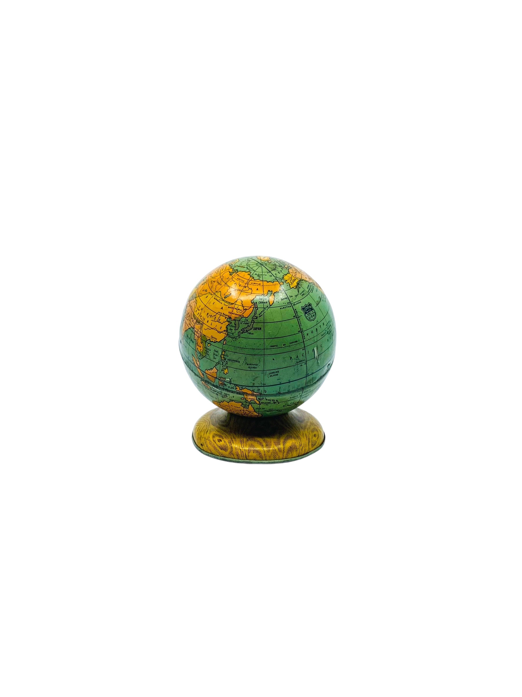 Vintage 1940’s Tin Globe Savings Bank