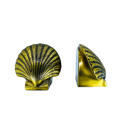 Vintage Solid Brass Shell Bookends