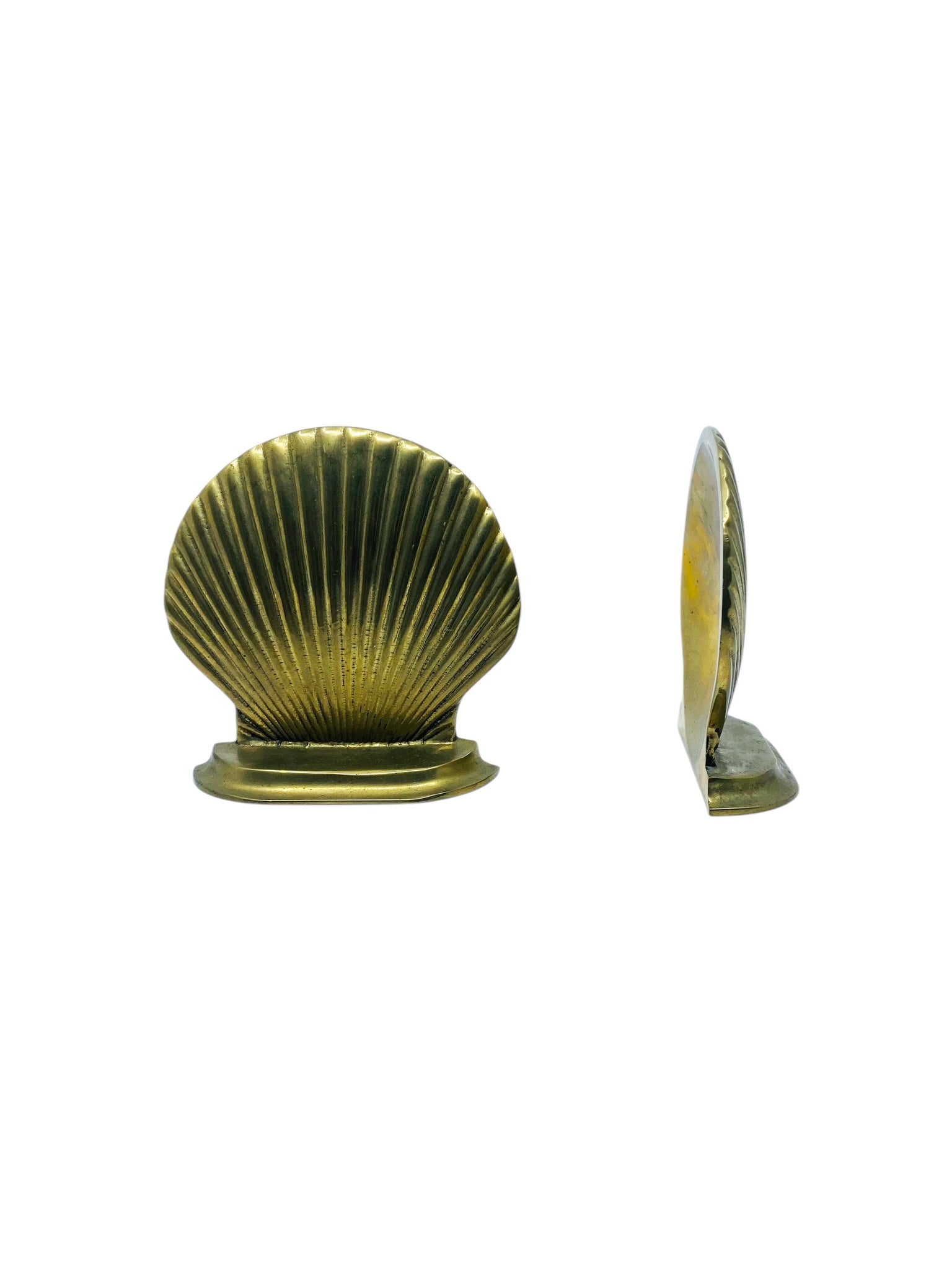 Large Brass Shell Bookends