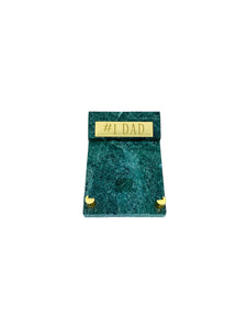 Vintage #1 Dad Marble & Brass Note Holder