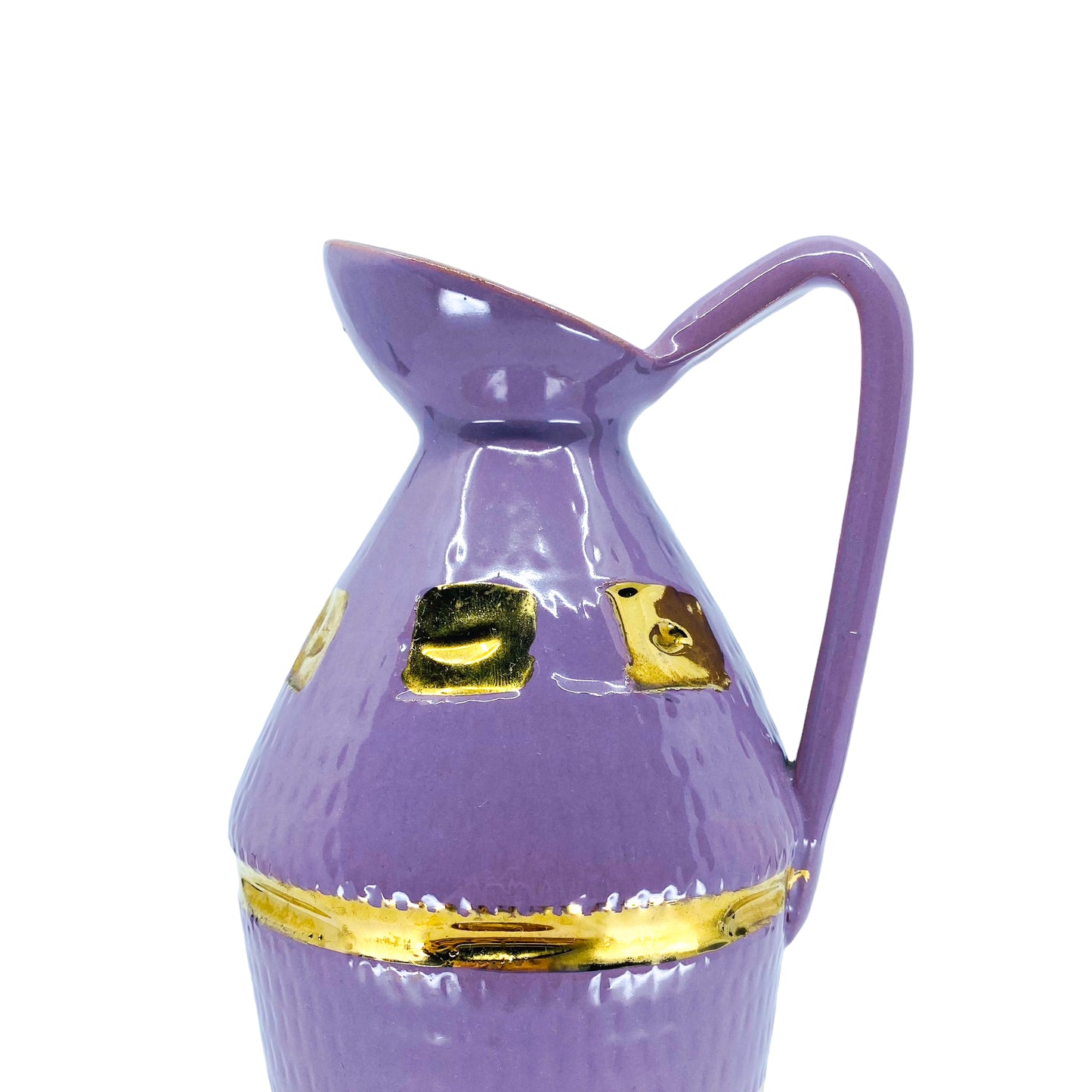 Vintage Made in Italy Lavender & Gold Ceramic Pitcher