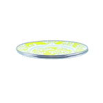 Golden Rabbit Lemon Grass Damask Enamel Metal Plates by Laura Fair, Pair